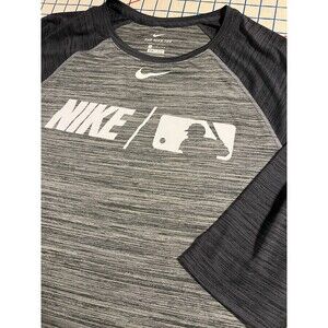NEW Nike x MLB Baseball Batterman Logo 3/4 Long Sleeve Shirt LARGE Dri-Fit Grey